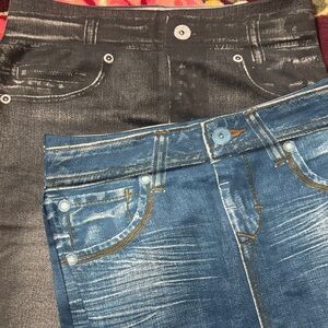 Stylish Black and Blue Women's Jean Leggings